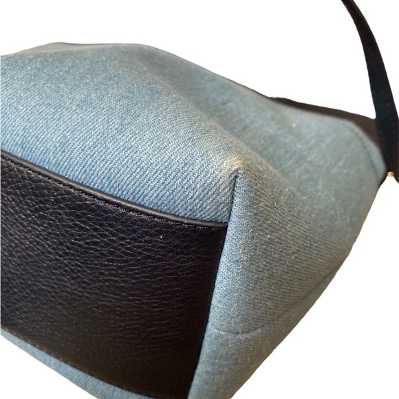 (1340) Talbots Leather & Denim Crossbody Bag 10” x9” x4.5” - Picture 8 of 8